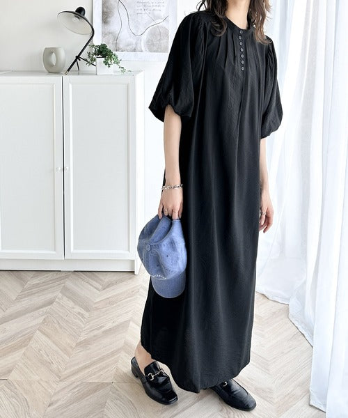 大人の華やかさ。前後2wayボリュームスリーブロングシャツワンピース