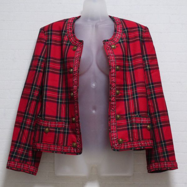 赤系ウールタータンチェックリボン使いジャケット - ピンクハウス通販
