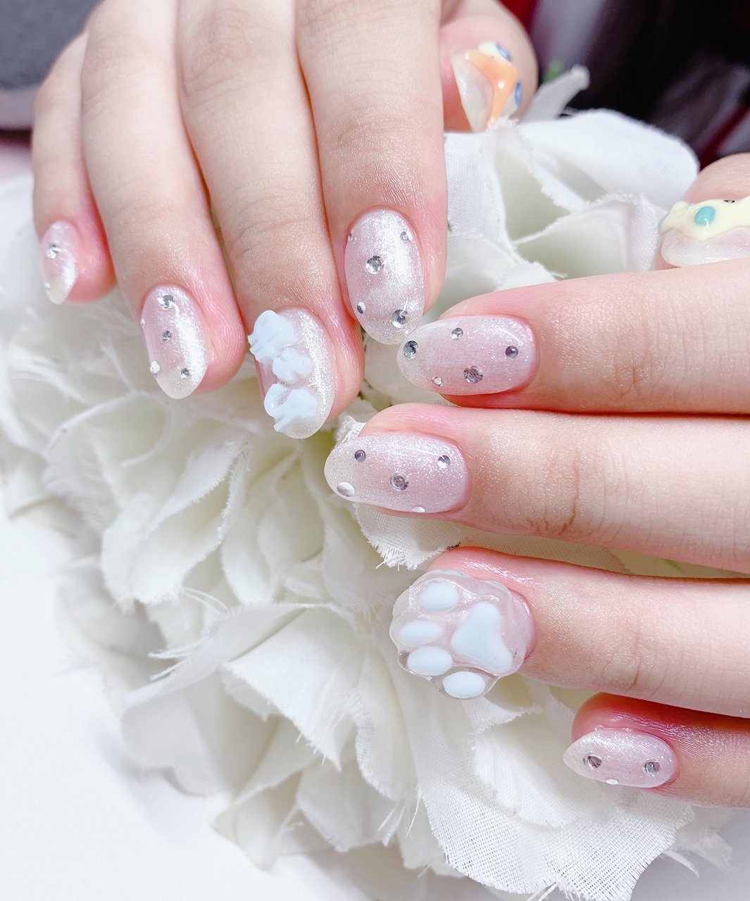 3dネイルパーツ ねこ くま 肉球 寝そべり 3dネイルパーツ ねこ 肉球 黒