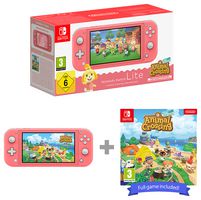Nintendo Switch Lite Console with Animal Crossing Bundle, Coral