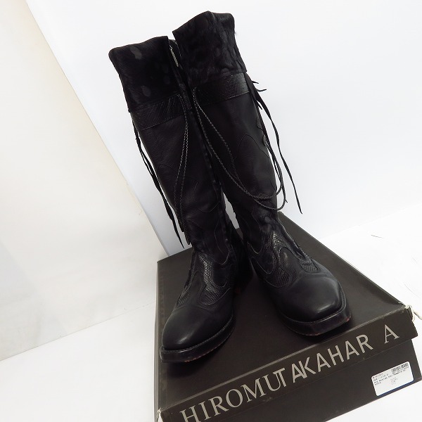 HIROMU TAKAHARA/ヒロムタカハラ レザー切り替え スカル ロング ブーツ