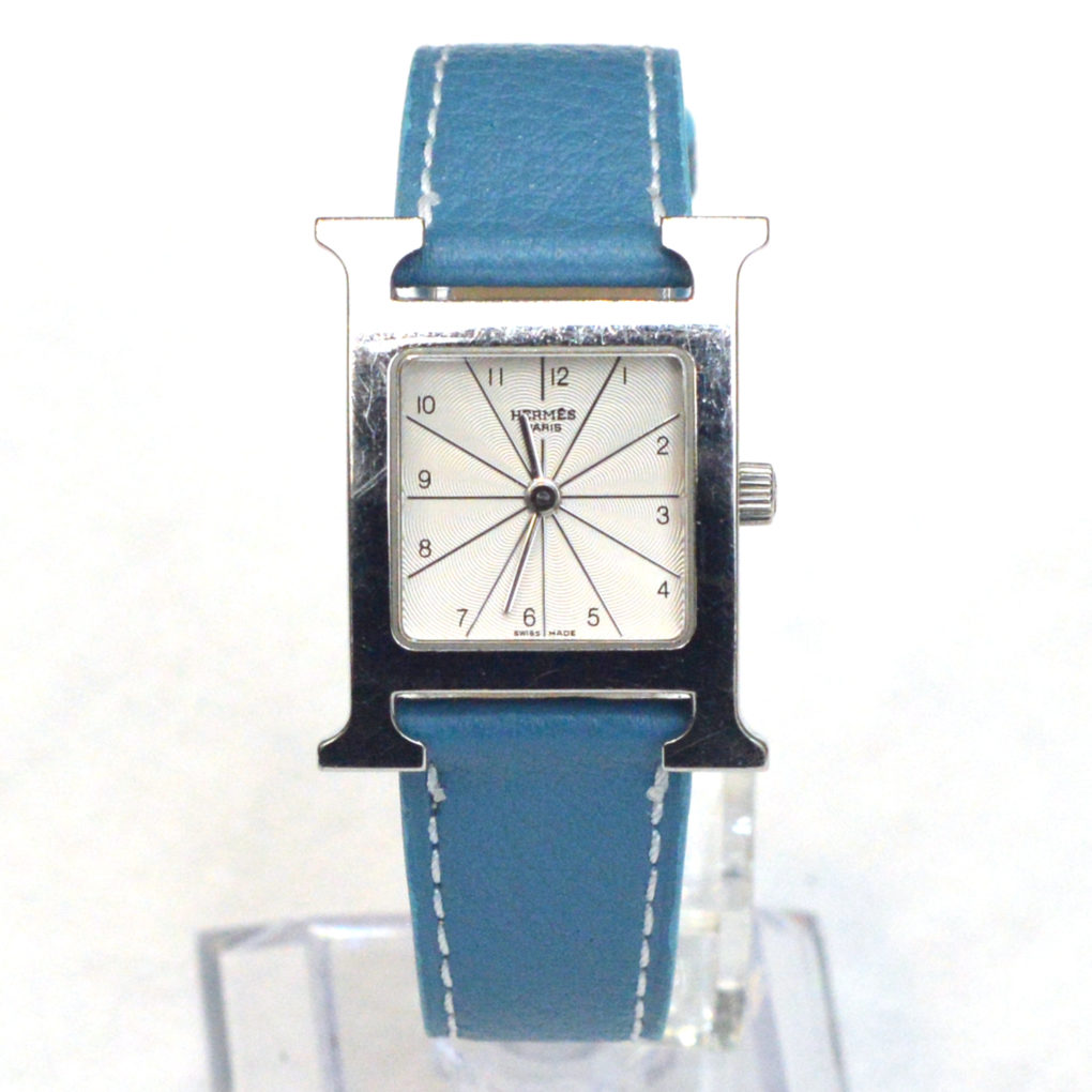 エルメス Hウォッチ 交換用時計ベルトオーダー｜シュリンクレザー 水色