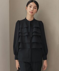 KUMIKYOKU NAVY】コンフォータブルドレープ フリルブラウス / 組曲