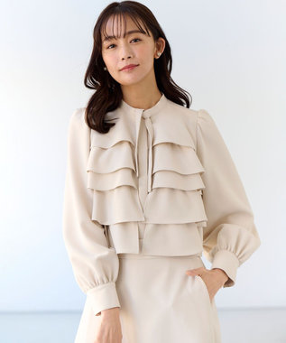 KUMIKYOKU NAVY】コンフォータブルドレープ フリルブラウス / 組曲