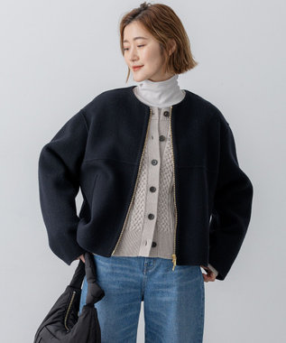 ウールライトリバー ノーカラー ショートコート / 23区 | ファッション