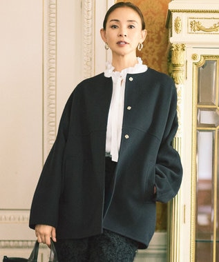 SHIHOさん着用】ウールリバーノーカラー コート / 自由区