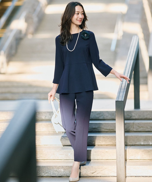 洗える】トリアセダブルジョーゼット ペプラム ブラウス / 23区