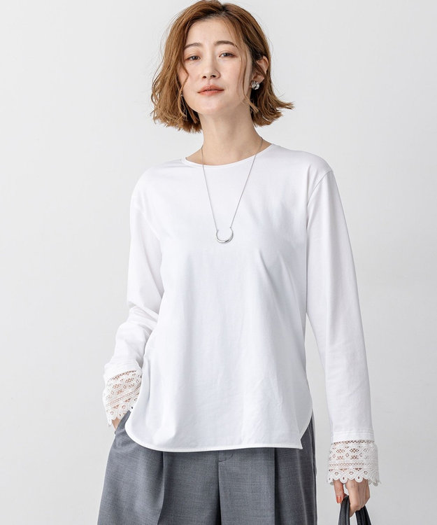 ナチュラルコットンベア レースレイヤード カットソー / 23区