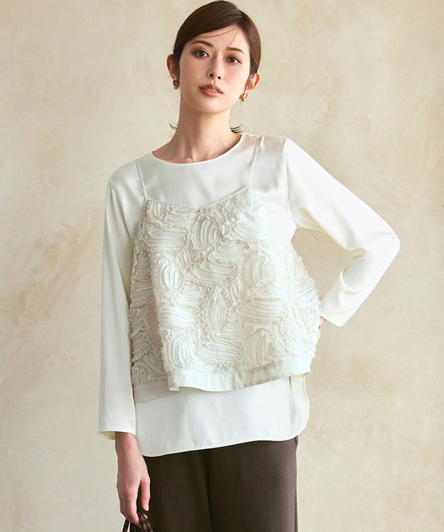 好評につき追加生産/洗える】リボンエンブロイダリー キャミソール