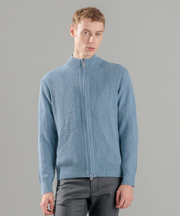 新柄【洗える】シルクバルキー ハイネックジップアップニット / JOSEPH