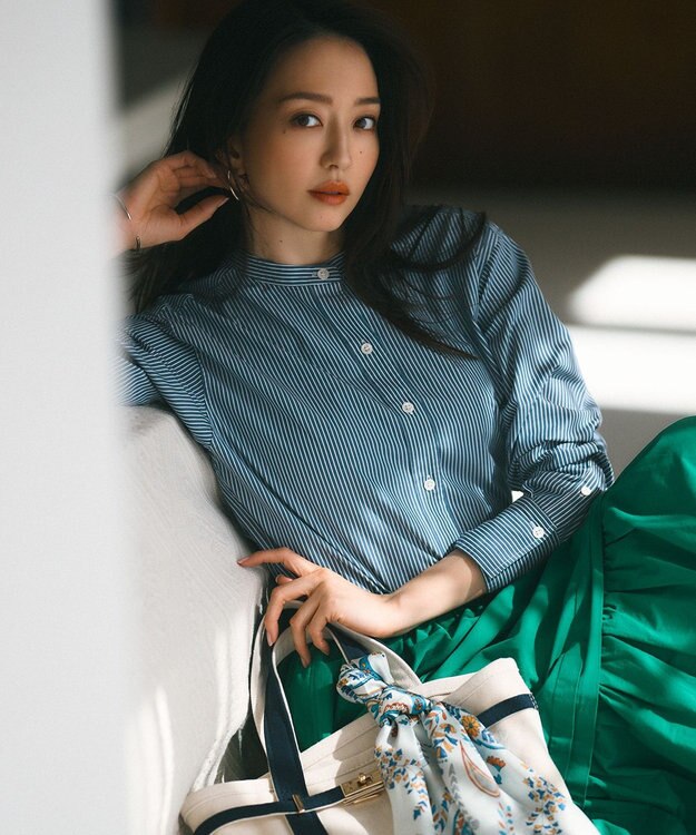 Oggi4月号掲載/洗える】CANCLINI バンドカラー シャツ / 23区