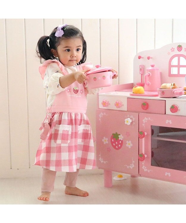 マザーガーデン 野いちご フリルエプロン 90cm～110cm ポケット付き