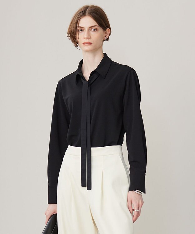 洗える】マラボーテジョーゼット ボウタイデザインカットソー / ICB