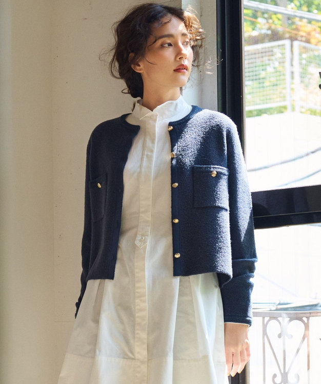 洗える】ミニブークレニット カーディガン / 23区 L | ファッション