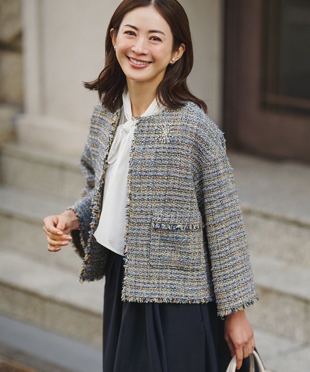 GIOLICAツイード ノーカラー ジャケット / 23区 | ファッション通販