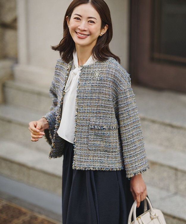 GIOLICAツイード ノーカラー ジャケット / 23区 | ファッション通販