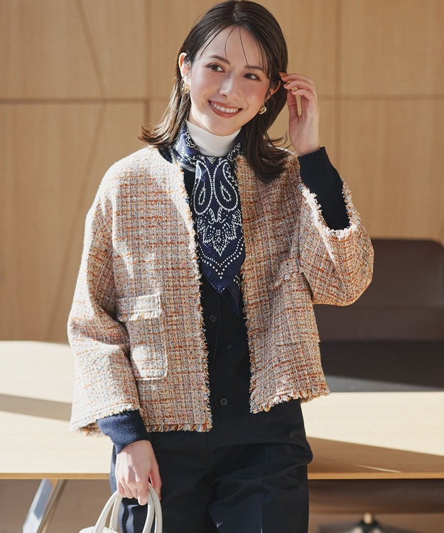 GIOLICAツイード ノーカラー ジャケット / 23区 | ファッション通販