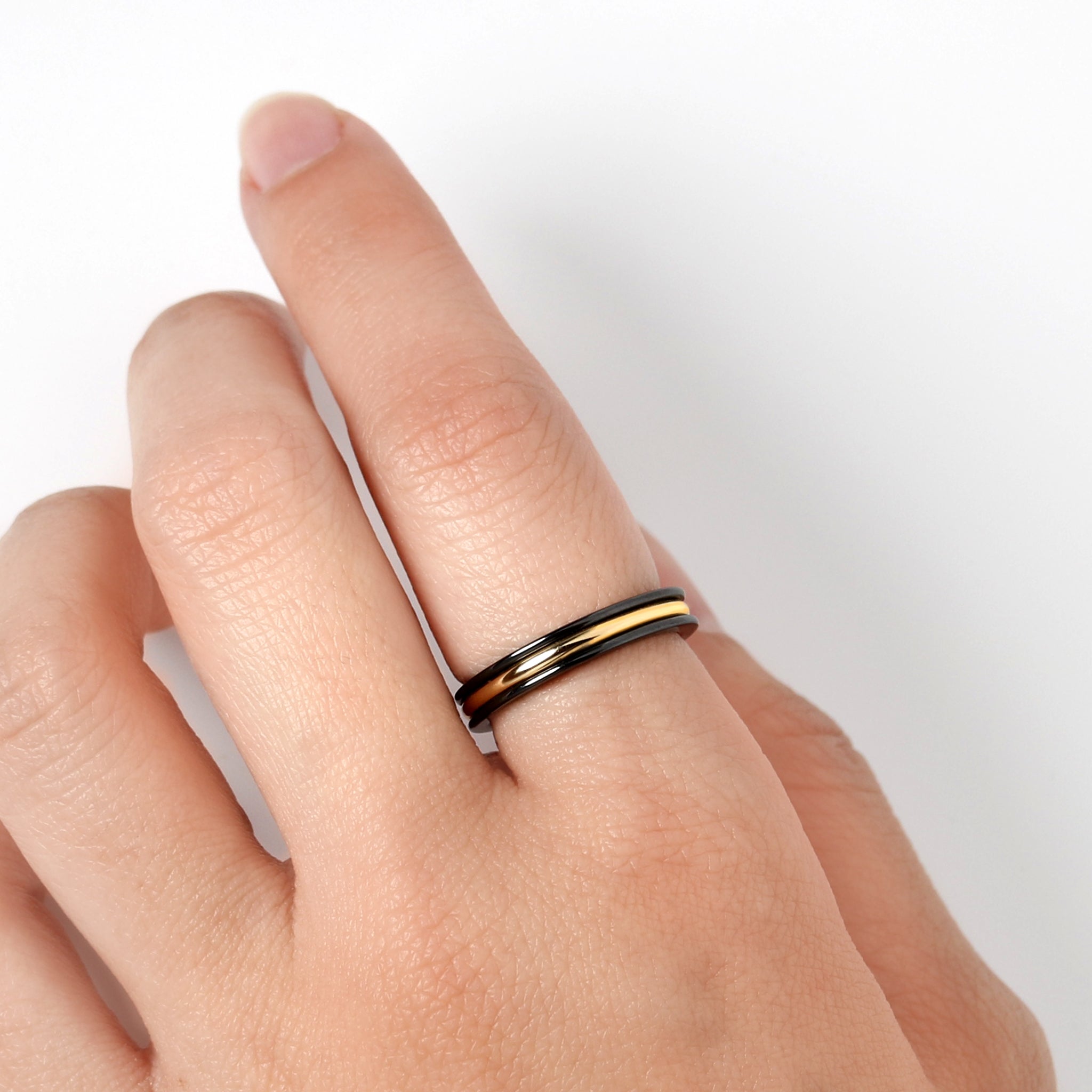 Ceramic Art ゴールドリング ブラック ファインセラミック/K18YG製