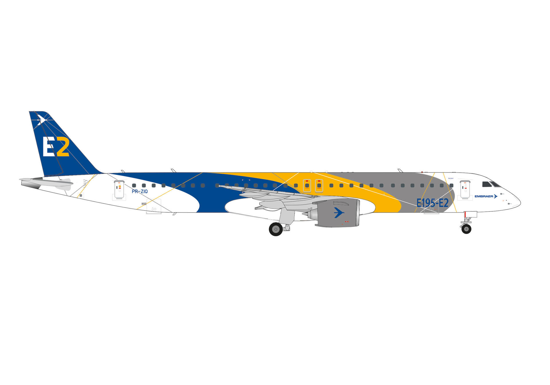 572842 Herpa Embraer / エンブラエル E195-E2 PR-ZIQ 1:200 お