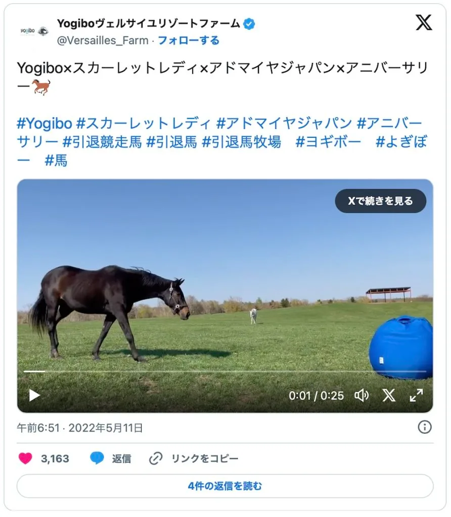 馬もダメになる！】ヨギボーCMに名馬登場「アドマイヤジャパン篇