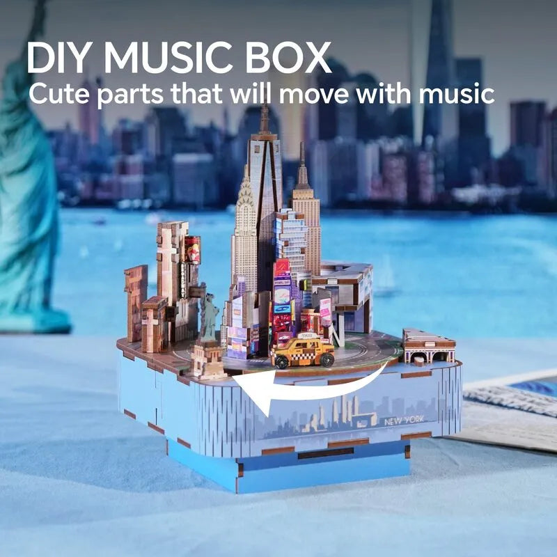 3D Music Box Puzzle Kit | New York - Iconic Cityscape Model – CraftoyX