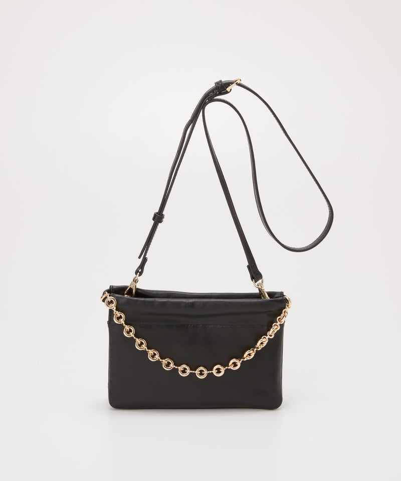 スムース レザー チェーン付き スワローマチ ミニ ショルダー バッグ