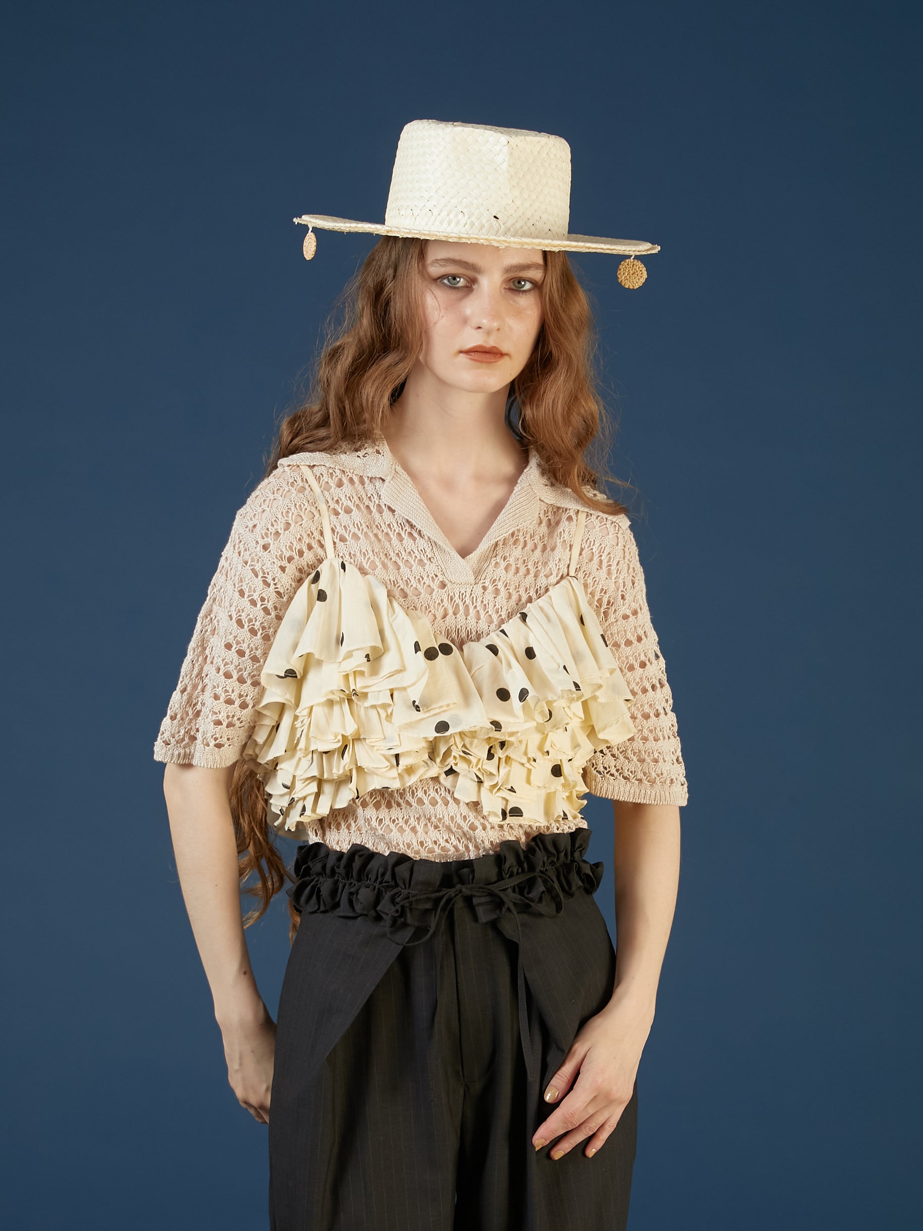 dot frill cami | BLACK