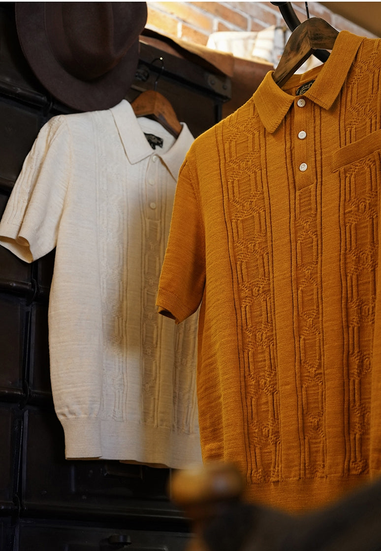 Men's Jacquard Knit Polo Shirt – Crush on Retro