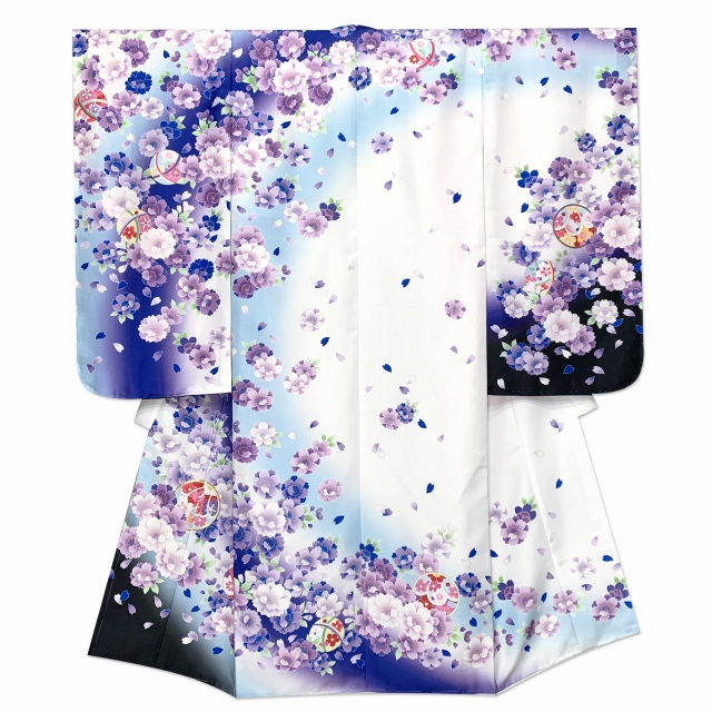 七五三 着物 7歳 2023年新作 単品 金駒刺繍 幻想的な柄の四つ身の子供