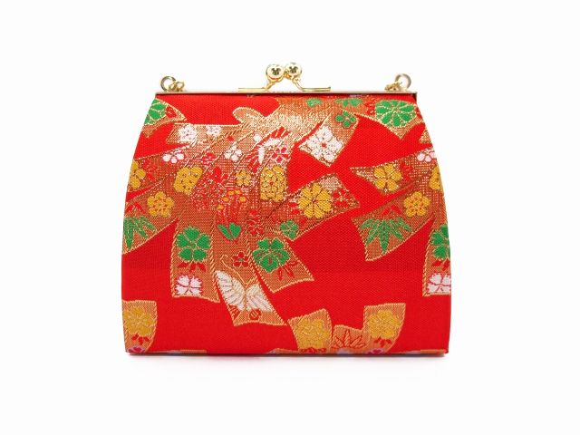 七五三 和装 バッグ 子供 7歳 帯生地のバッグ 合繊【赤、束ね熨斗】