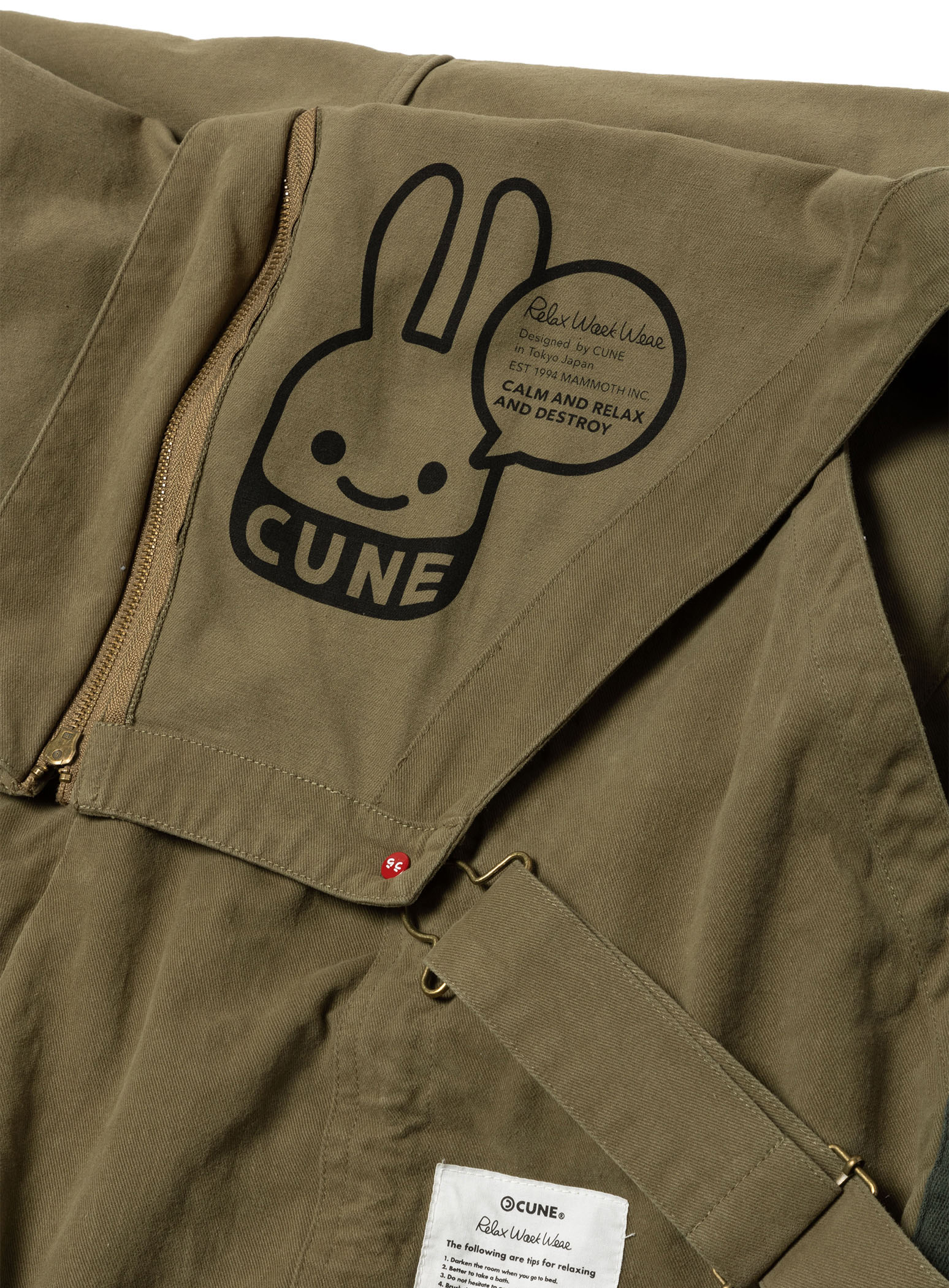 CUNE RELAX WORK WEARミリタリー風オーバーオール｜ウサギがいる｜CUNE