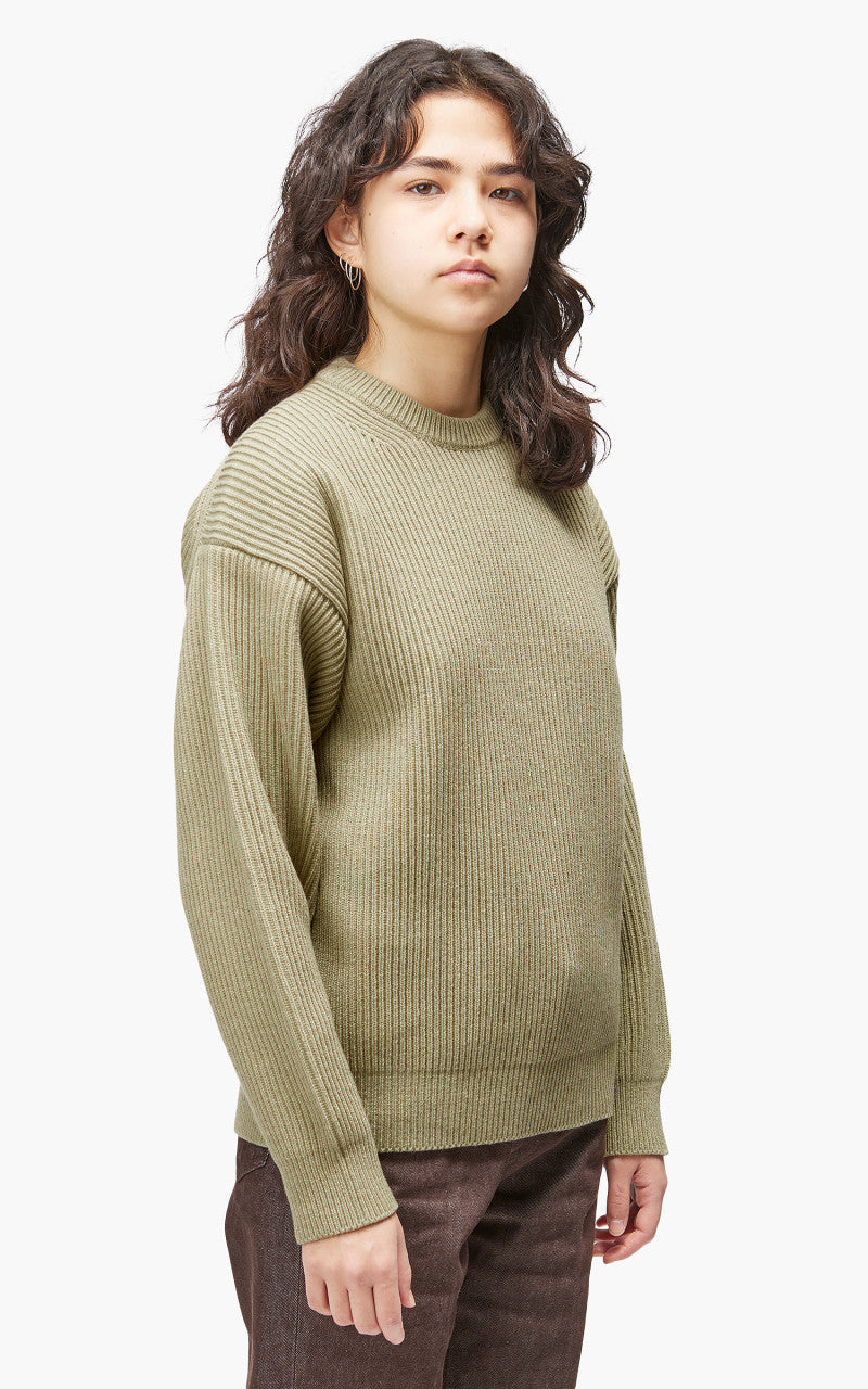 Auralee W Super Fine Wool Rib Knit Big P/O Top Yellow