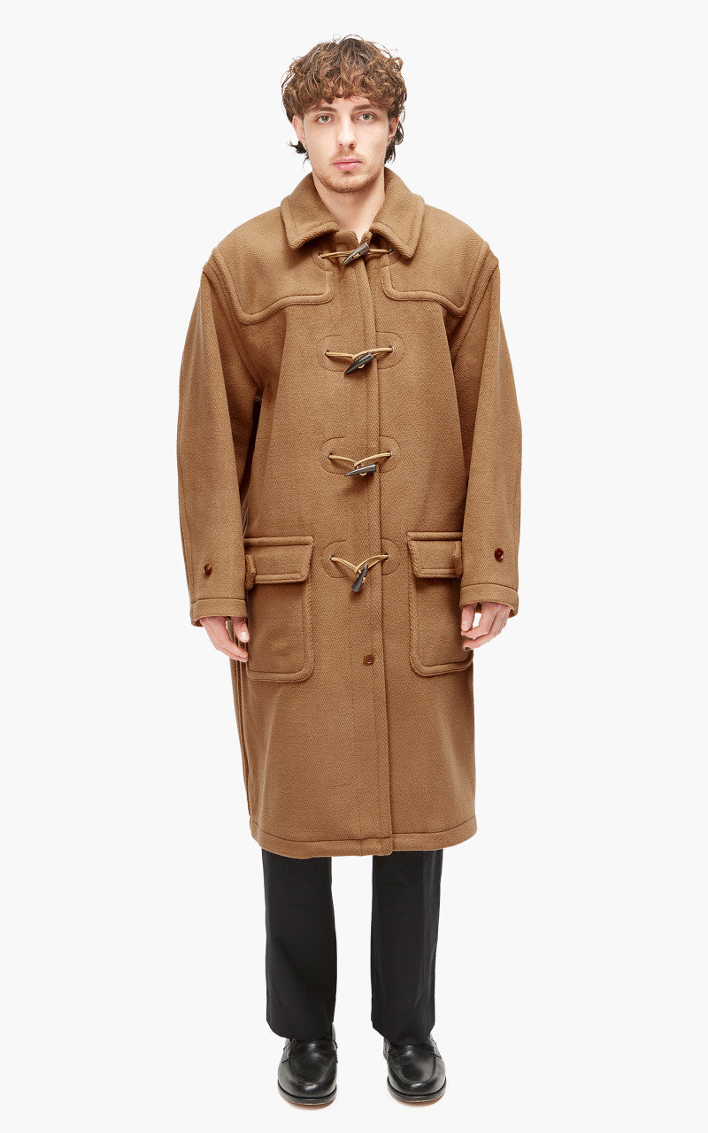 Auralee Wool Herringbone Pile Duffle Coat Brown