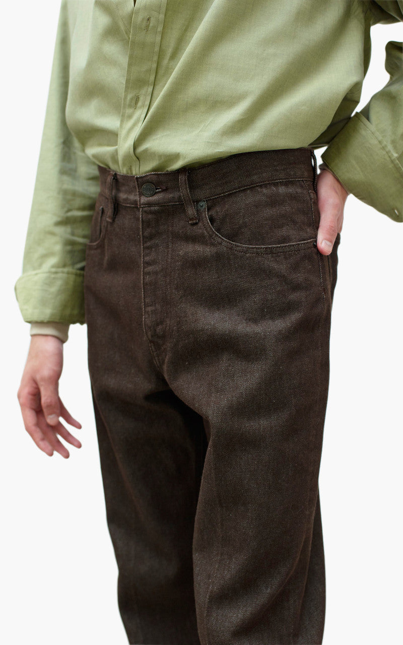 Auralee Hard Twist Denim 5P Pants Brown