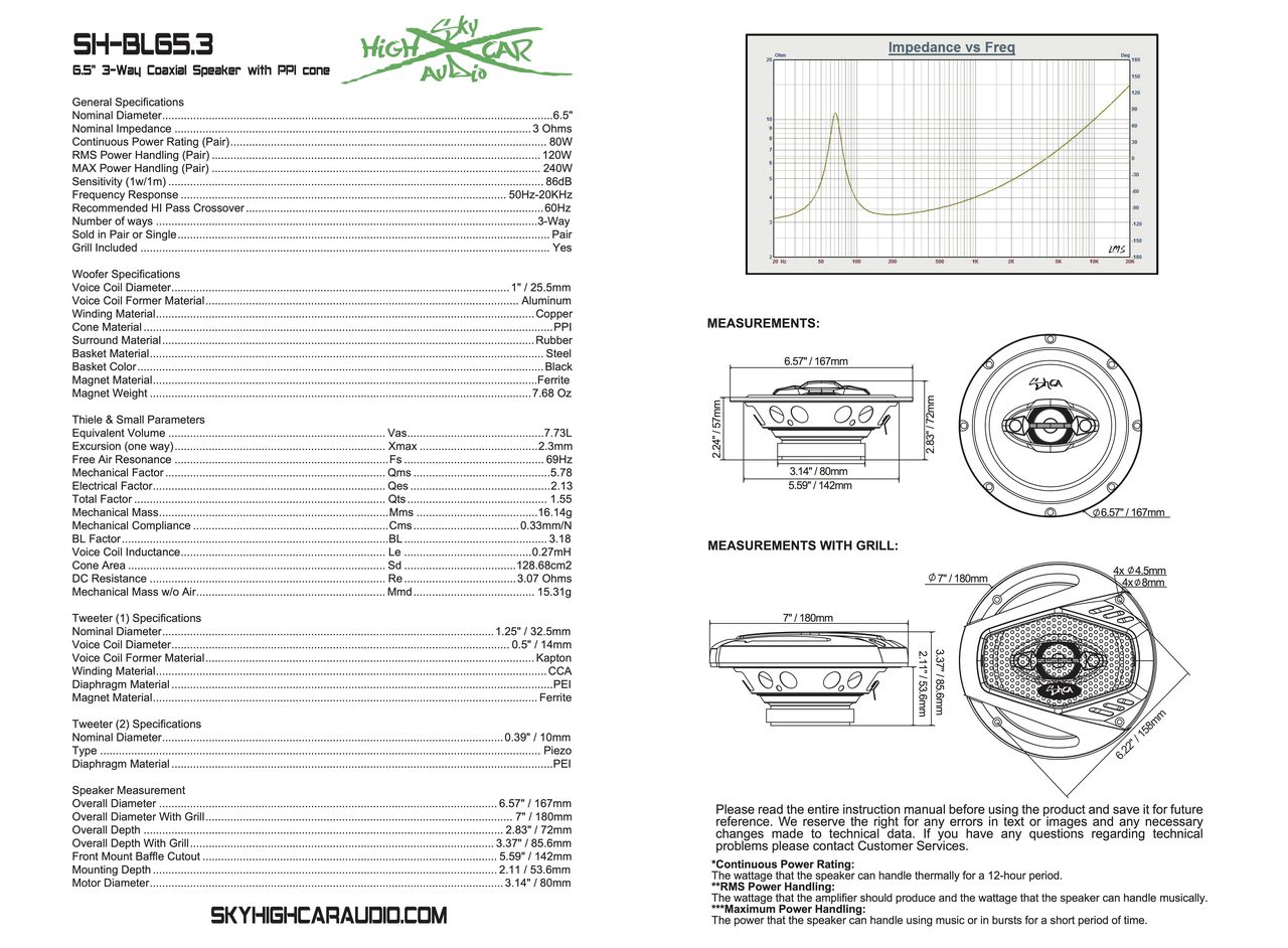 Sky High Car Audio BL65.3 6.5