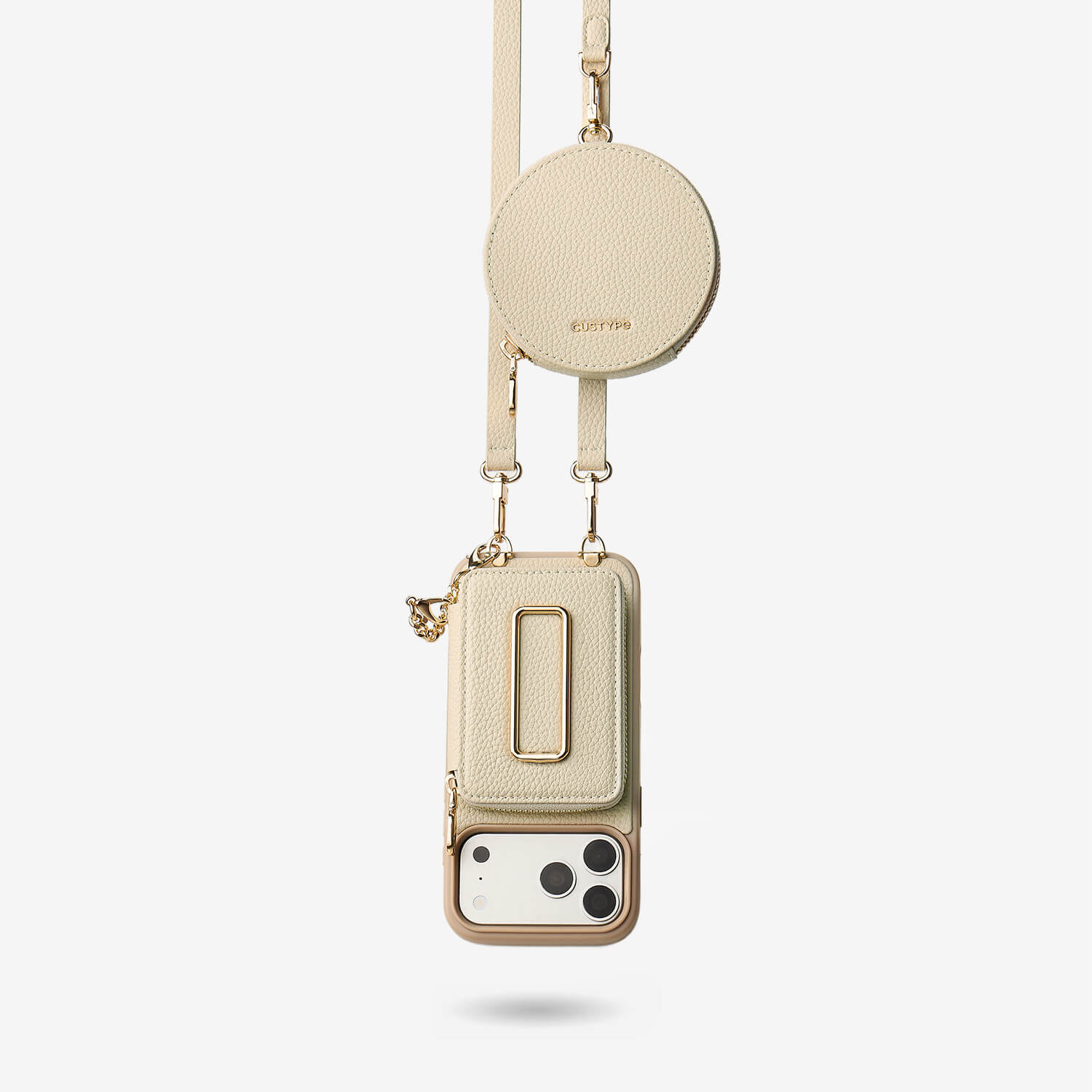 ストラップ、カードホルダー、レザーウォレット付きクロスボディiPhone