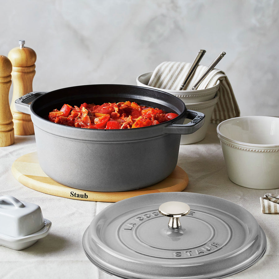 Staub Dutch Oven - 7-qt Cast Iron Cocotte - Graphite Gray
