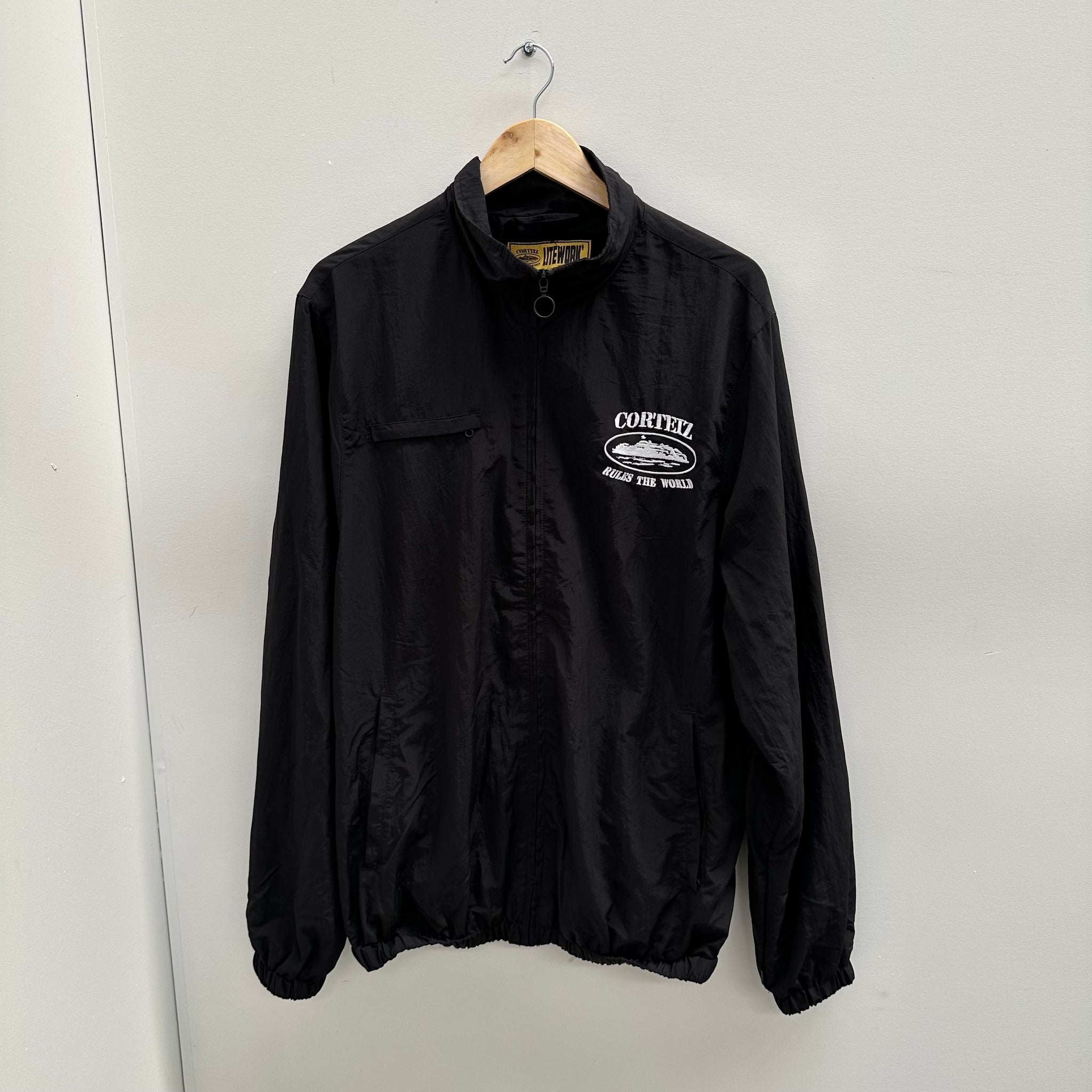 Corteiz Black Track Jacket (Size L) – Curated by Charbel