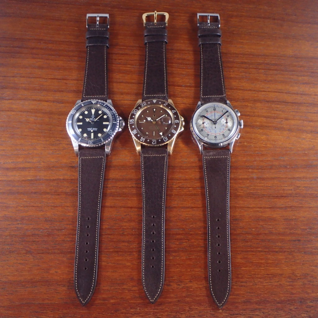 艶ありヌメ牛ステア 革ベルト ダークブラウン 16、17、18、19、20、21