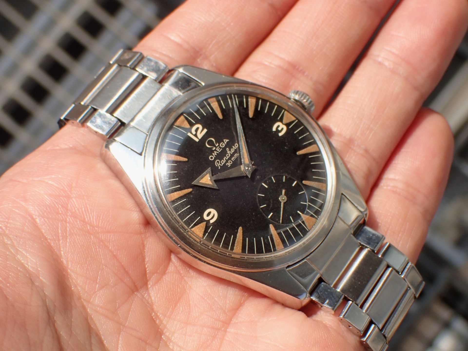 オメガ ランチェロ 米軍調達 ブラックDL キャタピラブレス 1950年代