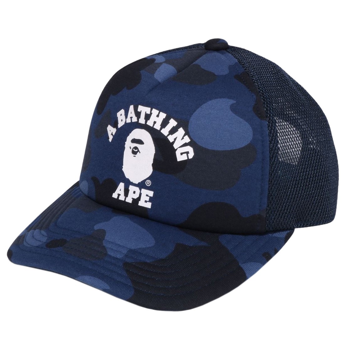 A Bathing Ape Color Camo College Mesh Cap navy