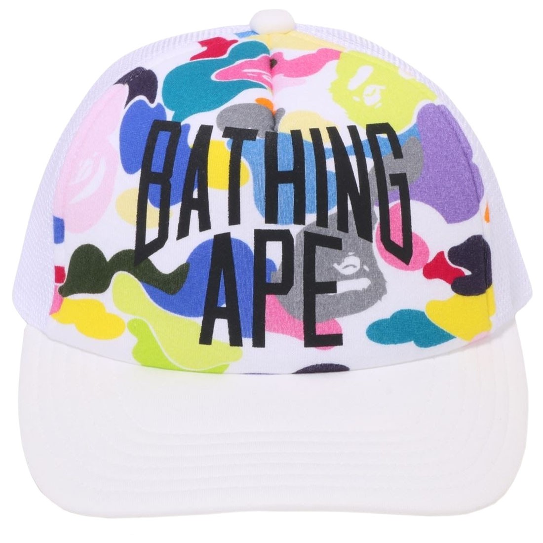 A Bathing Ape Multi Camo NYC Logo Mesh Cap white
