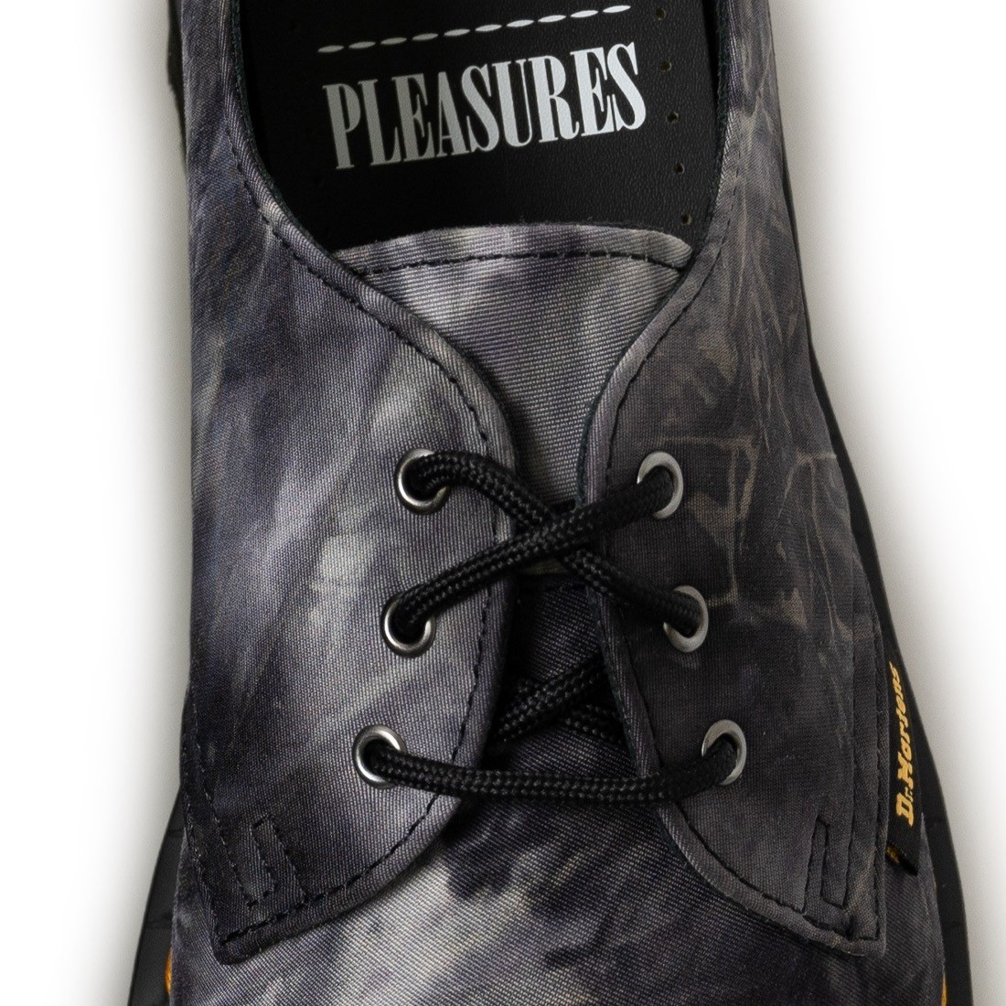 dr. martens x pleasures men 1461 bex black white tie dye poly