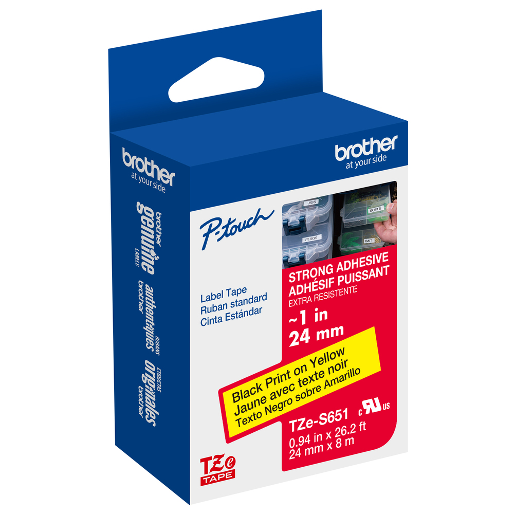 TZe-S651 - 24mm Black on Yellow Laminated Label Tape