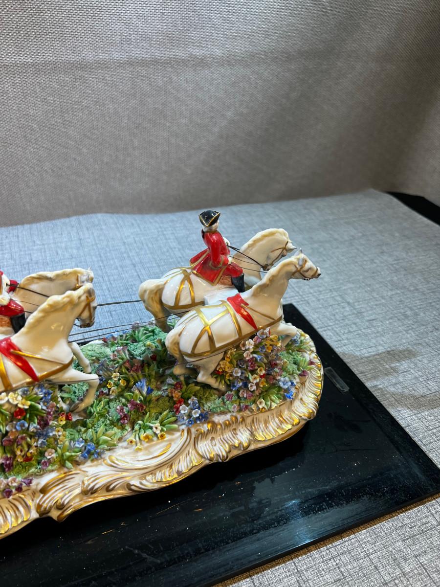 LUIGI FABRIS PORCELAIN HORSE AND CARRIAGE | EstateSales.org