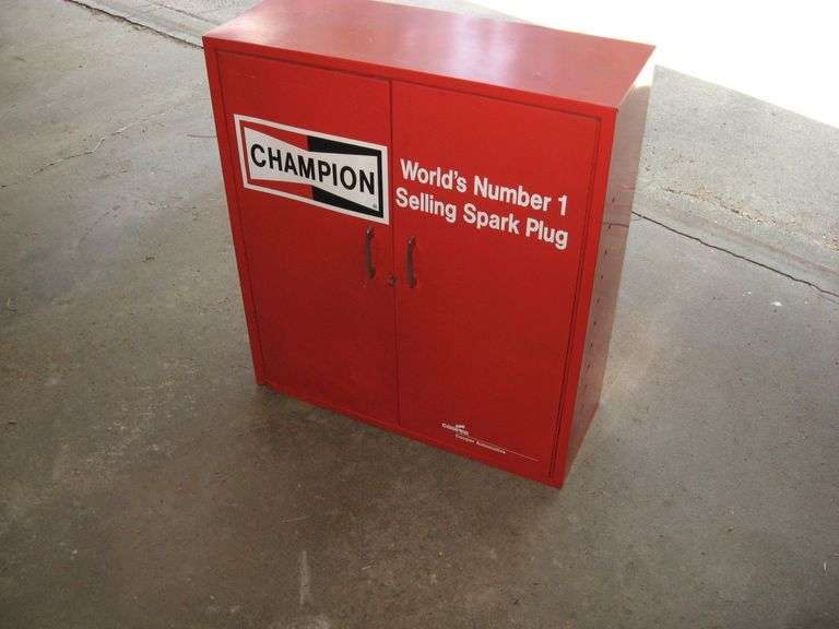 CHAMPION SPARK PLUG CABINET-2 DOOR - Lil Dusty Online Auctions