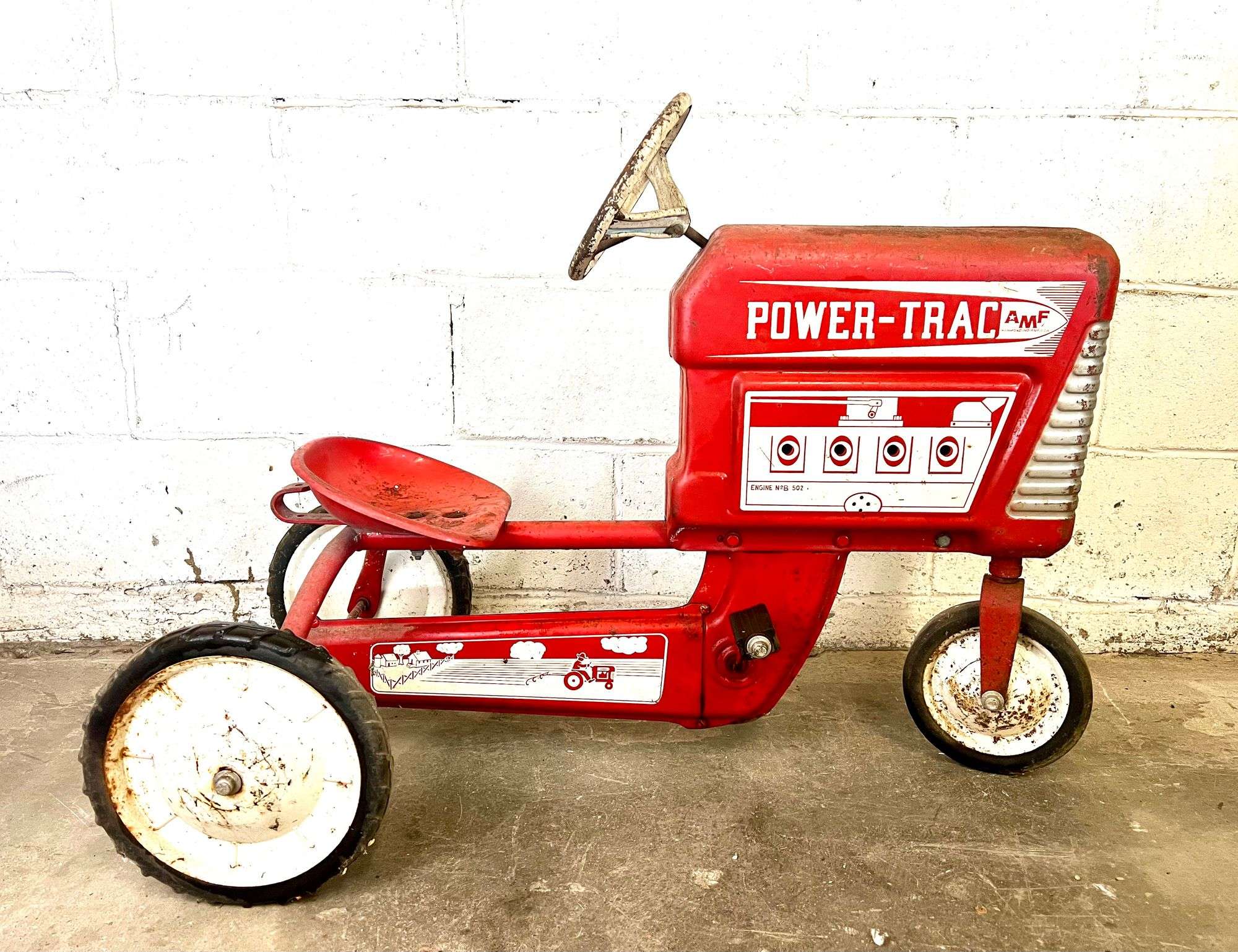 Vintage AMF Power-Trac Chain Drive Pedal Tractor Riding Toy