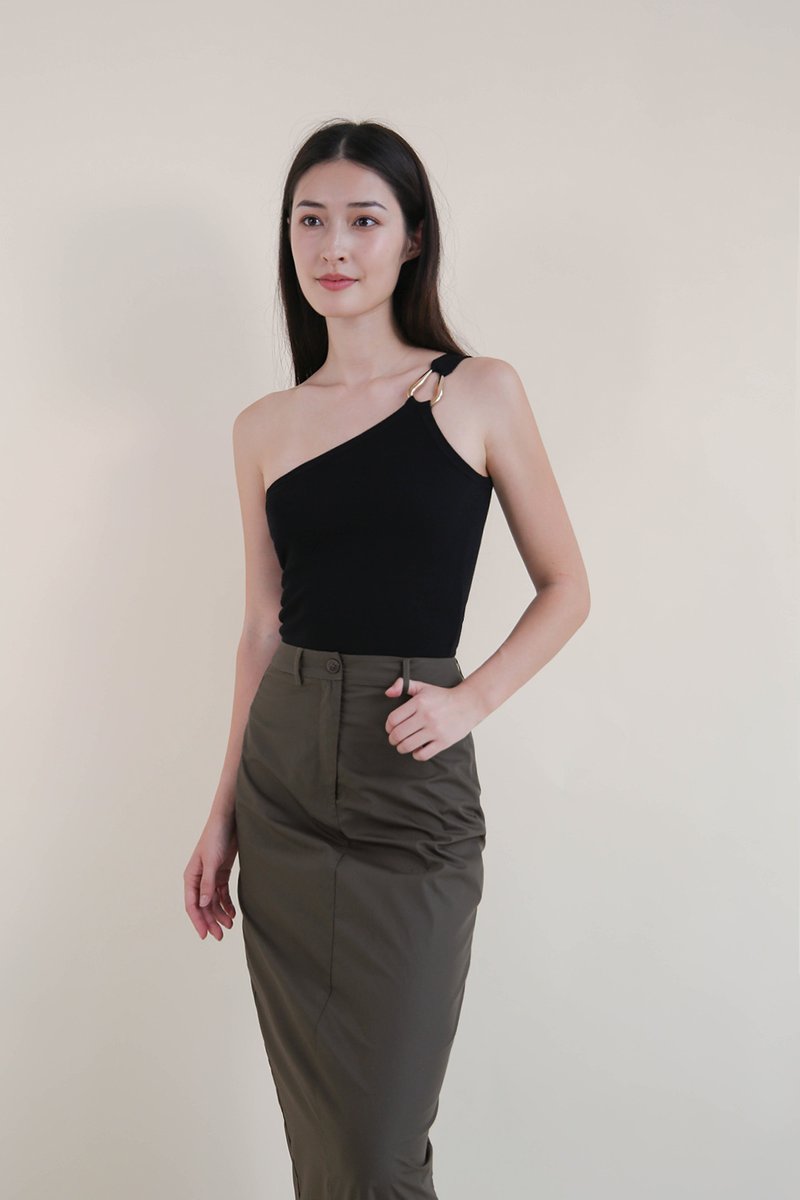 MICHELLE COLUMN SKIRT GUNMETAL | The Willow Label