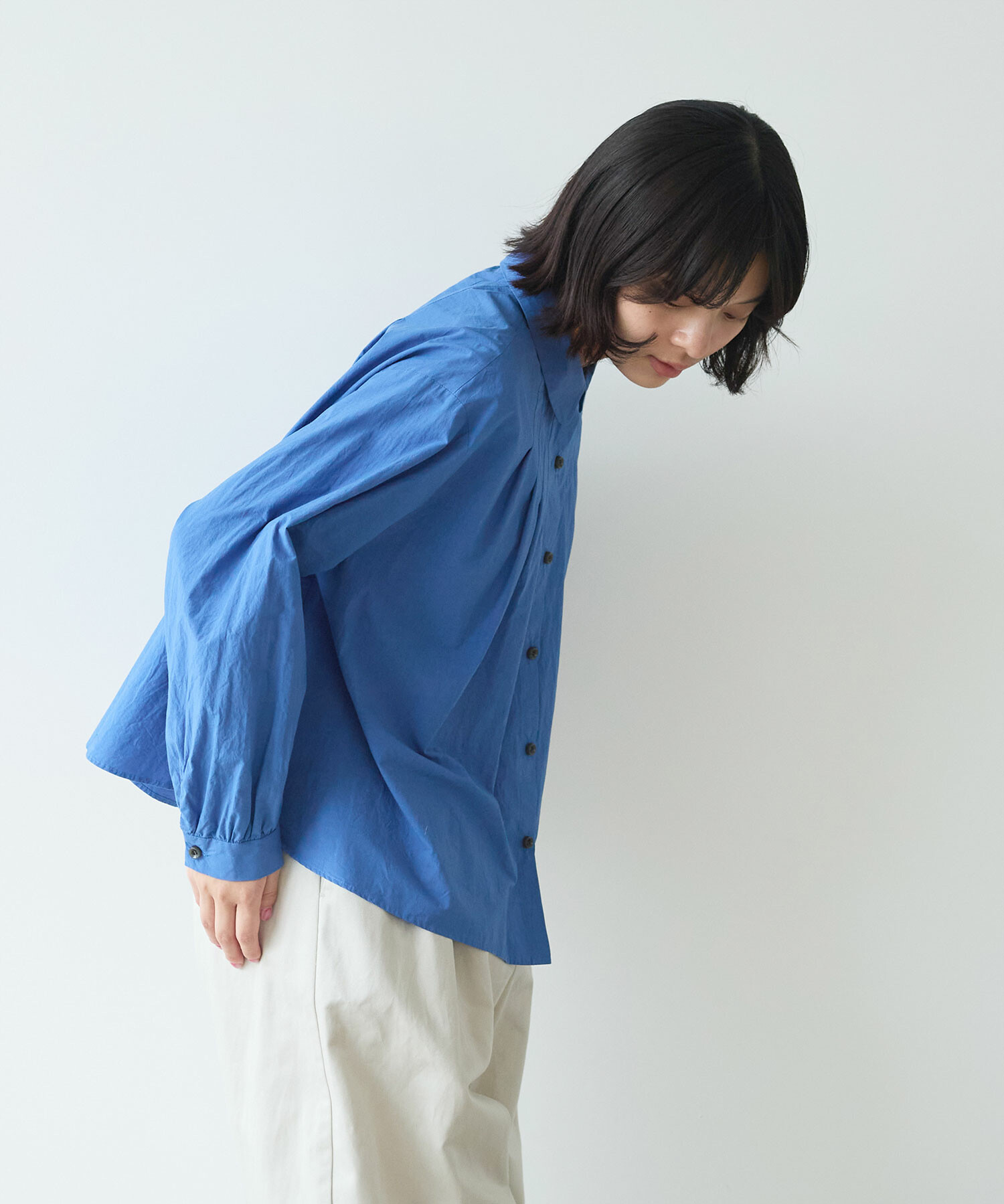 AMBIDEX Store 〇 basic cotton タックブラウス(F シロ): bulle de savon