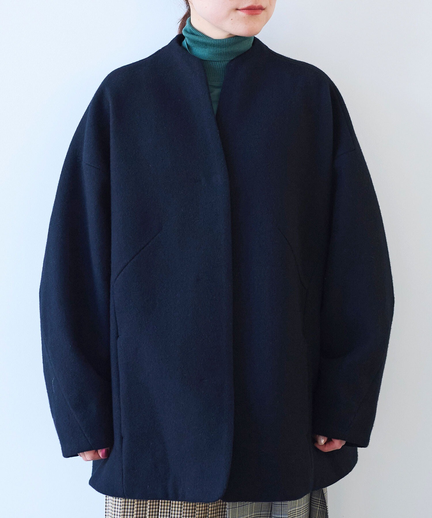 AMBIDEX Store ○ウールsuper100 middle length cocoonコート(F グレー